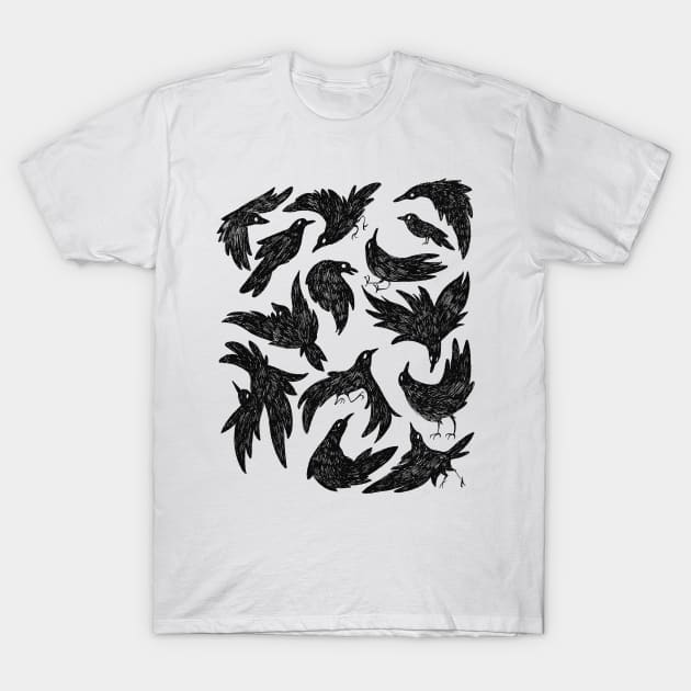 Crow Flock T-Shirt by exeivier